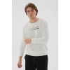 Bisiklet Yaka Baskılı Sweatshirt Ekru / Ecru