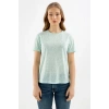 22y0547k1 Bisiklet Yaka Normal Kalıp Devore Mint Kadın T-shirt