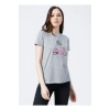 22y0103k1 Bisiklet Yakakısa Kollu Normal Kalıp Baskılı Gri Melanj Kadın T-shirt
