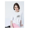 22y0402k1 Bisiklet Yaka Relaxed Baskılı Beyaz Kadın T-shirt