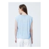 22y0058k1 Bisiklet Yakakolsuz Normal Kalıp Çizgili Mavi Kadınt-shirt