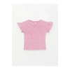 LCW baby Bisiklet Yaka Nakışlı Kız Bebek Tişört