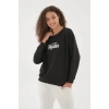 Baskılı Siyah Kadın Sweatshırt 22k0577k1