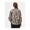Zebra Desenli Gömlek Saten Düğmeli Klasik Yaka Regular Fit