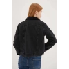 İçi Kürklü Denim Ceket Siyah