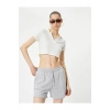 Basic Şort Beli Bağlamalı Cepli  4sal40005ık Gri Melanj