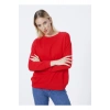 Bisiklet Yaka Düz Kırmızı Kadın Sweatshırt 22k0248k1