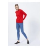 Bisiklet Yaka Düz Kırmızı Kadın Sweatshırt 22k0248k1