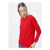 Bisiklet Yaka Düz Kırmızı Kadın Sweatshırt 22k0248k1