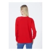 Bisiklet Yaka Düz Kırmızı Kadın Sweatshırt 22k0248k1