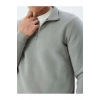 Yarım Fermuarlı Yaka Basic Şardonlu Pamuk Karışımlı Uzun Kollu Sweatshirt