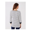 Kayık Yaka Çizgili Kadın Tişört