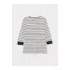 Kayık Yaka Çizgili Kadın Tişört