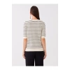 Bisiklet Yaka Çizgili Kısa Kollu Kadın Triko Kazak