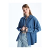 Düz Uzun Kollu Oversize Kadın Jean Gömlek