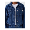 Gömlek Yaka Düz Uzun Kollu Oversize Kadın Jean Ceket