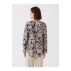 Kaçık Yaka Çiçekli Uzun Kollu Kadın Bluz