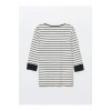 Bisiklet Yaka Çizgili Kadın Tişört