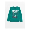 LCW Kids Zümrüt Yeşili Bisiklet Yaka Baskılı Erkek Çocuk Eşofman Takım