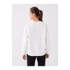 Bisiklet Yaka Nakışlı Uzun Kollu Kadın Sweatshirt