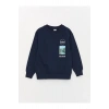 LCW Kids Rahat Kalıp Bisiklet Yaka Baskılı Erkek Çocuk Sweatshirt