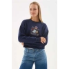 Nakışlı Sweat Lacivert