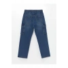 Kids İndigo Beli Lastikli Erkek Çocuk Kargo Jean Pantolon