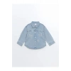 LCW baby Açık Mavi Rodeo Gömlek Yaka Nakışlı Kız Bebek Jean Ceket