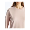 Pembe Bisiklet Yaka Düz Uzun Kollu Kadın Sweatshirt Tunik