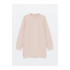 Pembe Bisiklet Yaka Düz Uzun Kollu Kadın Sweatshirt Tunik