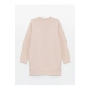 Pembe Bisiklet Yaka Düz Uzun Kollu Kadın Sweatshirt Tunik