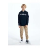 LCW Kids Lacivert Baskılı Uzun Kollu Erkek Çocuk Hoodie
