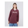 LCW Modest Bordo Bisiklet Yaka Nakışlı Kadın Sweatshirt Tunik