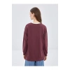 LCW Modest Bordo Bisiklet Yaka Nakışlı Kadın Sweatshirt Tunik