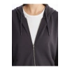 Lcwk Kapüşonlu Düz Uzun Kollu Kadın Fermuarlı Sweatshirt
