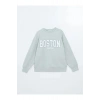 LCW Vision Gri Boston Baskılı Oversize Kadın Kalın Sweatshirt