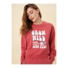 Bisiklet Yaka Baskılı Uzun Kollu Kadın Sweatshirt