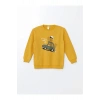 LCW Kids Sari Bisiklet Yaka Uzun Kollu Baskılı Erkek Bebek Sweatshirt ve Eşofman Alt 2li Takım