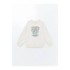 LCW Kids Ekru Bisiklet Yaka Baskılı Uzun Kollu Kız Çocuk Sweatshirt ve Tayt