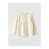 LCW baby Bej Bisiklet Yaka Uzun Kollu Kız Bebek Bluz