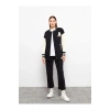 LCW Modest Siyah Bomber Yaka Nakışlı Kadın Kolej Ceket