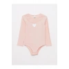 LCW baby Pembe Bisiklet Yaka Uzun Kollu Kız Bebek Çıtçıtlı Body
