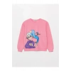 LCW Kids Bisiklet Yaka Baskılı Uzun Kollu Kız Çocuk Sweatshirt