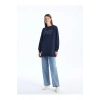Bisiklet Yaka Taş Baskılı Uzun Kollu Oversize Kadın Sweatshirt Tunik