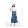 LCW Grace Mavi Beli Lastikli Desenli A Kesim Kadın Etek