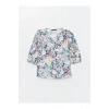 V Yaka Çiçekli Kadın Bluz