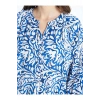 LCWAIKIKI Classic Mavi Kaçık Yaka Desenli Oversize Kadın Bluz