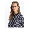 Vision Bisiklet Yaka Çizgili Uzun Kollu Kadın Hırka