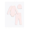 baby Pembe Bisiklet Yaka Kız Bebek Hastane Çıkış Seti 3lü