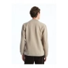 Bej Kolej Yaka Uzun Kollu Erkek Fermuarlı Sweatshirt